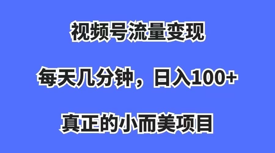 （7212期）视频号流量变现，每天几分钟，收入100+，真正的小而美项目-佛系网创