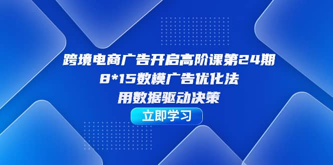 （7279期）跨境电商-广告开启高阶课第24期，8*15数模广告优化法，用数据驱动决策-佛系网创