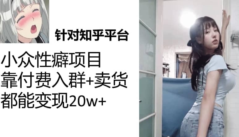 （7291期）知乎小众性癖项目，Lsp的钱才是最好赚的，付费建群+卖货变现20w-佛系网创