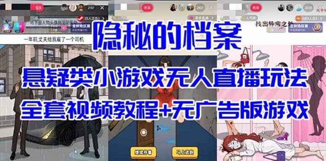 （7335期）抖音爆火的悬疑解谜小游戏【隐秘的档案】无人直播玩法【教程+游戏+工具】-佛系网创