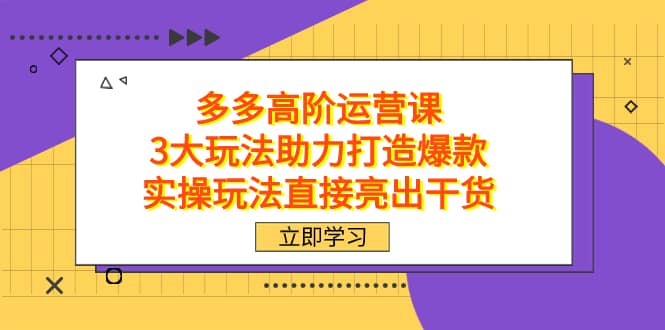 （7545期）拼多多高阶·运营课，3大玩法助力打造爆款，实操玩法直接亮出干货-佛系网创