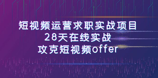 （7705期）短视频运-营求职实战项目，28天在线实战，攻克短视频offer（46节课）-佛系网创