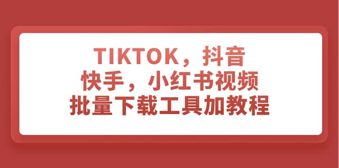 （7714期）TIKTOK，抖音，快手，小红书视频批量下载工具加教程-佛系网创