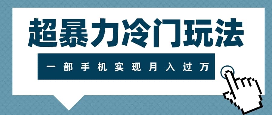 （7856期）超暴力冷门玩法，可长期操作，一部手机实现月入过万-佛系网创