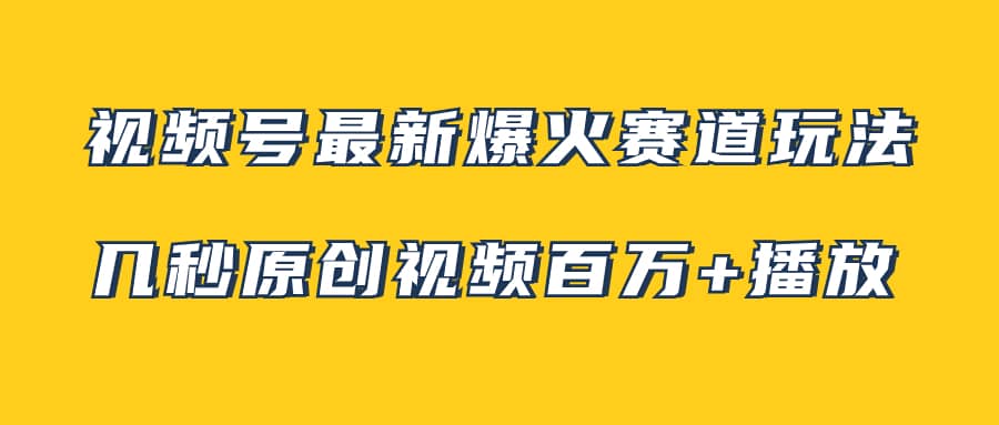 （7917期）视频号最新爆火赛道玩法，几秒视频可达百万播放，小白即可操作（附素材）-佛系网创