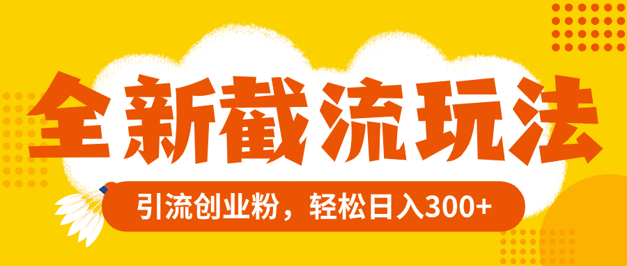 （8025期）全新截流玩法，精准引流创业粉，轻松日入300+-佛系网创