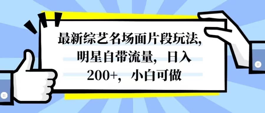 （8114期）最新综艺名场面片段玩法，明星自带流量，日入200+，小白可做-佛系网创