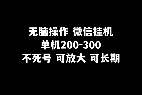 （8119期）无脑操作微信挂机单机200-300一天，不死号，可放大-佛系网创