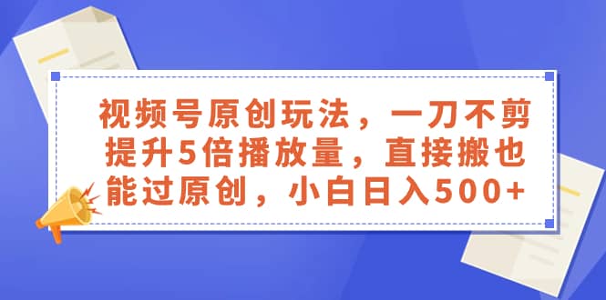 （8286期）视频号原创玩法，一刀不剪提升5倍播放量，直接搬也能过原创，小白日入500+-佛系网创