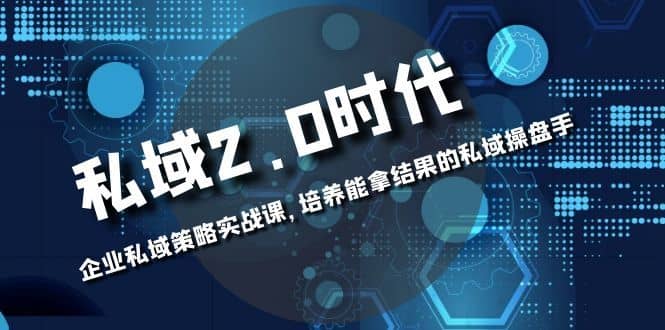（8291期）私域-2.0时代：企业私域策略实战课，培养能拿结果的私域操盘手-佛系网创
