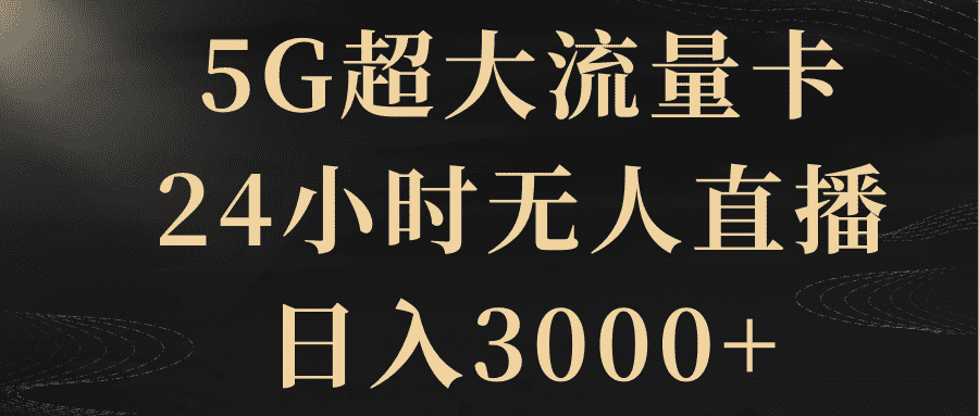 （8304期）5G超大流量卡，24小时无人直播，日入3000+-佛系网创