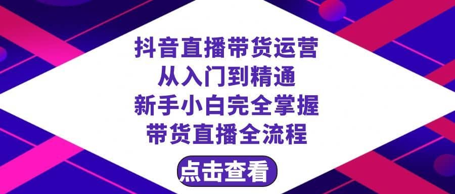 （8305期）抖音直播带货 运营从入门到精通，新手完全掌握带货直播全流程（23节）-佛系网创