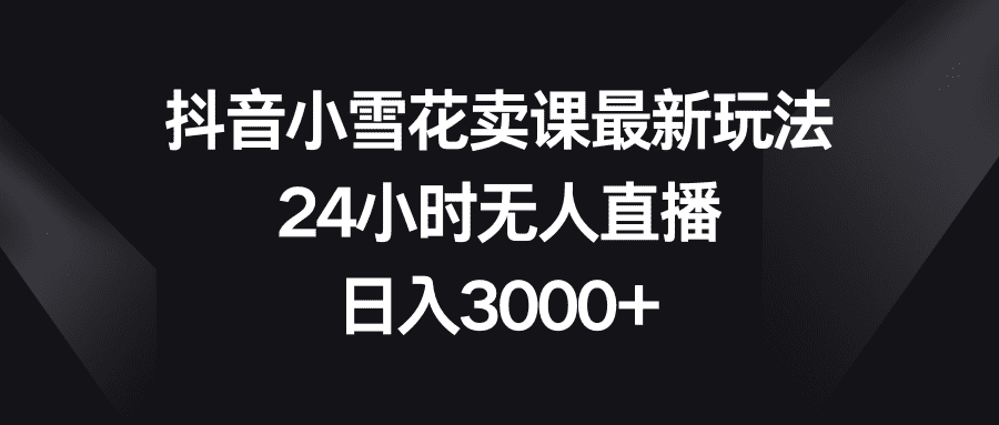 （8322期）抖音小雪花卖课最新玩法，24小时无人直播，日入3000+-佛系网创