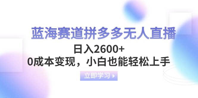 （8331期）蓝海赛道拼多多无人直播，日入2600+，0成本变现，小白也能轻松上手-佛系网创