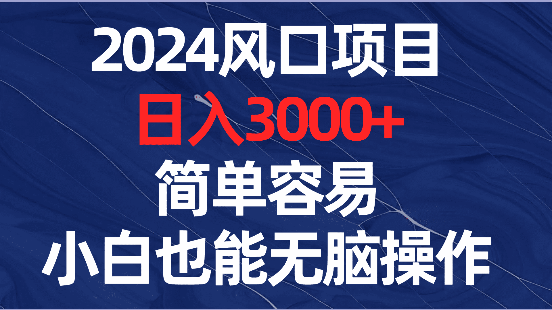 （8432期）2024风口项目，日入3000+，简单容易，小白也能无脑操作-佛系网创