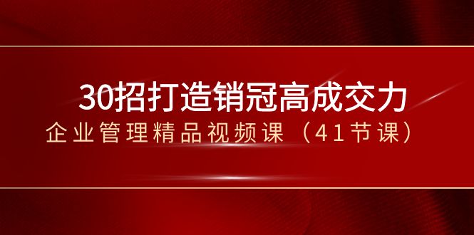 （8477期）30招-打造销冠高成交力-企业管理精品视频课（41节课）-佛系网创