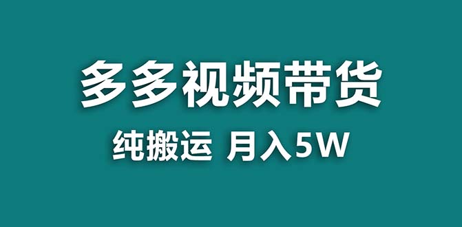 （8491期）【蓝海项目】拼多多视频带货 纯搬运一个月搞了5w佣金，小白也能操作 送工具-佛系网创
