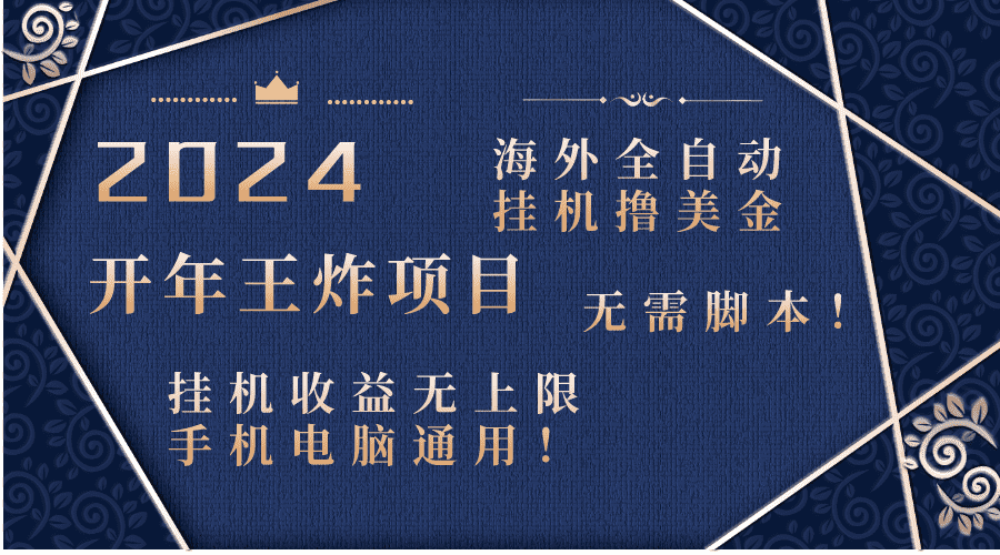 （8494期）2024海外全自动挂机撸美金项目！手机电脑均可，无需脚本，收益无上限！-佛系网创