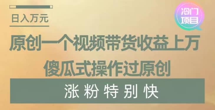 原创一个视频带货收益上万，傻瓜式操作过原创，几分钟做一个视频涨粉特别快【揭秘】-佛系网创