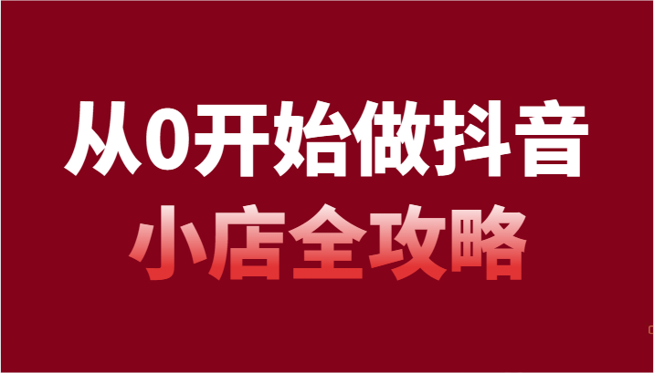 从0开始做抖音小店全攻略，抖音开店全步骤详细解说（54节课）-佛系网创