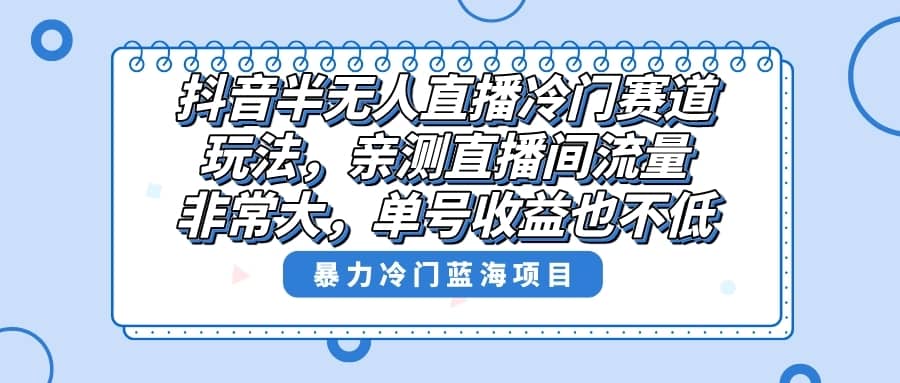 （8667期）抖音半无人直播冷门赛道玩法，直播间流量非常大，单号收益也不低！-佛系网创