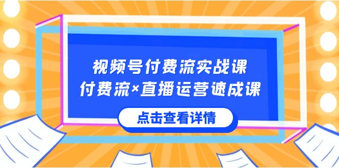 （8639期）视频号付费流实战课，付费流×直播运营速成课，让你快速掌握视频号核心运..-佛系网创