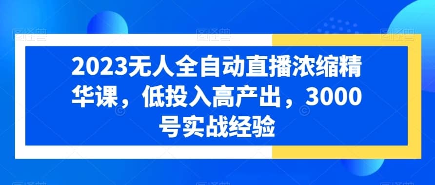 2023无人全自动直播浓缩精华课，低投入高产出，3000号实战经验-佛系网创