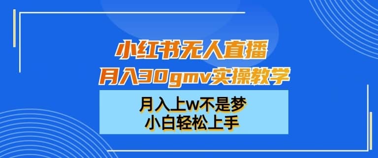 小红书无人直播月入30gmv实操教学，月入上w不是梦，小白轻松上手-佛系网创