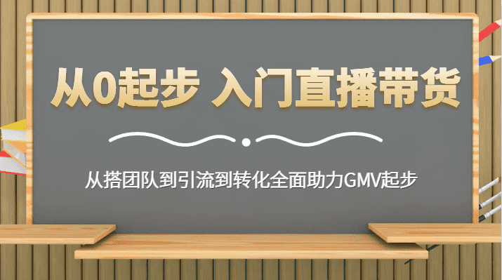 从0起步 入门直播带货 从搭团队到引流到转化全面助力GMV起步-佛系网创
