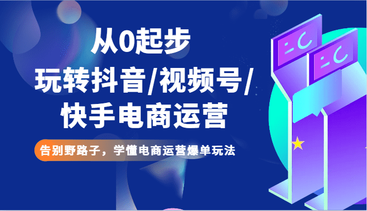 从0起步玩转抖音/视频号/快手电商运营 告别野路子，学懂电商运营爆单玩法-佛系网创