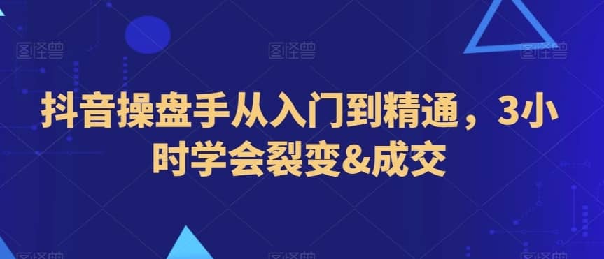 抖音操盘手从入门到精通，3小时学会裂变&成交-佛系网创