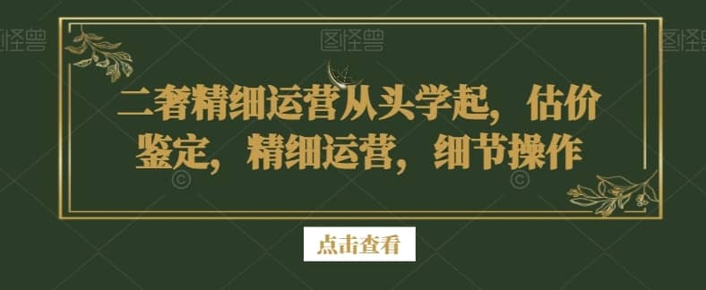 二奢精细运营从头学起，估价鉴定，精细运营，细节操作-佛系网创