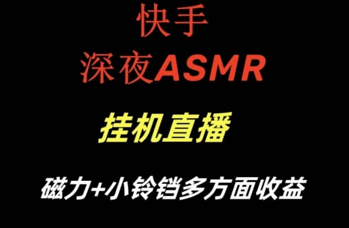 快手深夜性感ASMR挂机直播，磁力+小铃铛收益（附带工具和5G素材）-佛系网创