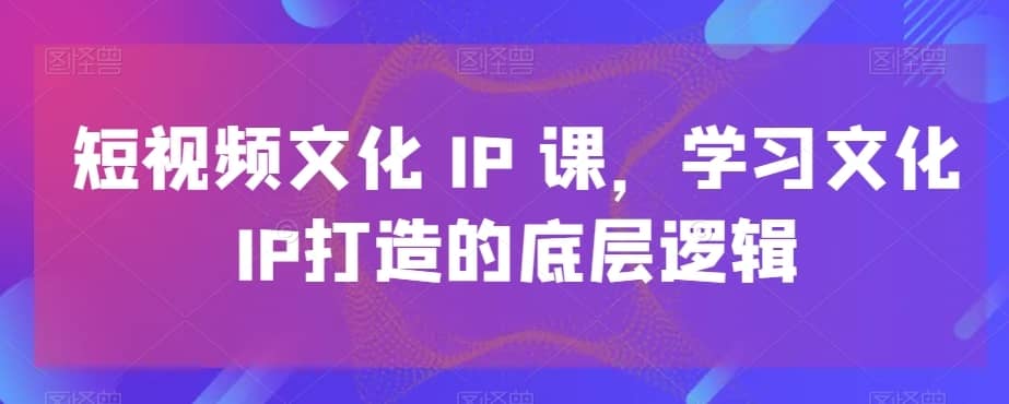 短视频文化IP课，学习文化IP打造的底层逻辑-佛系网创