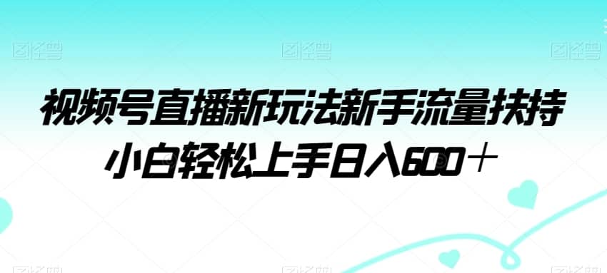 视频号直播新玩法新手流量扶持小白轻松上手日入600＋-佛系网创