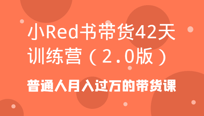 小Red书带货42天训练营（2.0版）普通人月入过万的带货课-佛系网创