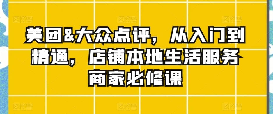 美团&大众点评，从入门到精通，店铺本地生活服务商家必修课-佛系网创