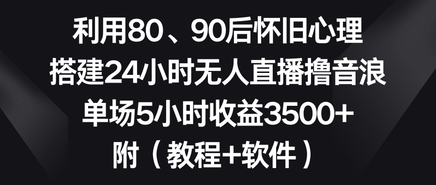 （8819期）利用80、90后怀旧心理，搭建24小时无人直播撸音浪，单场5小时收益3500+…-佛系网创