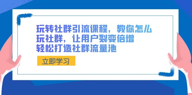 （8821期）玩转社群 引流课程，教你怎么玩社群，让用户裂变倍增，轻松打造社群流量池-佛系网创