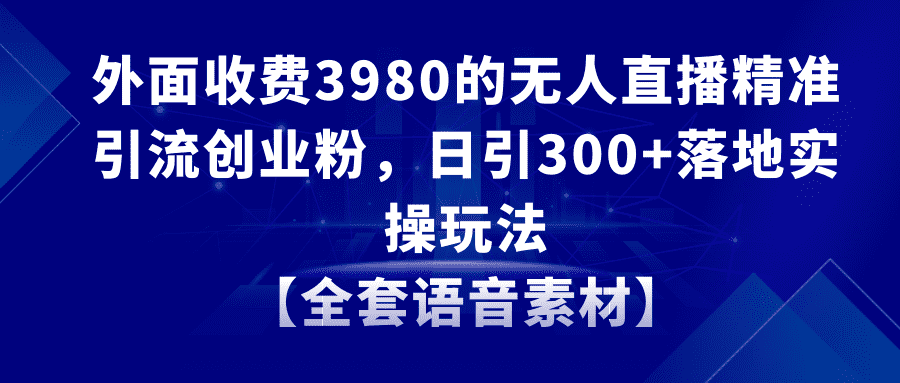 （8830期）无人直播精准引流创业粉，日引300+落地实操玩法【全套语音素材】-佛系网创