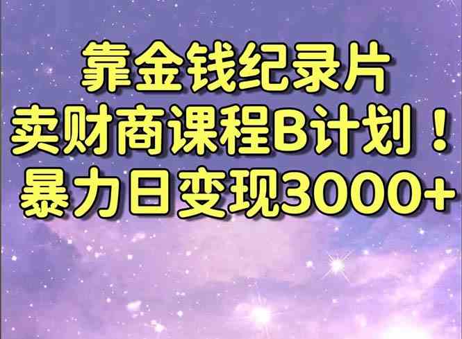 （8944期）靠金钱纪录片卖财商课程B计划！暴力日变现3000+，喂饭式干货教程！-佛系网创