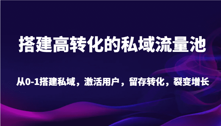 搭建高转化的私域流量池 从0-1搭建私域，激活用户，留存转化，裂变增长（20节课）-佛系网创