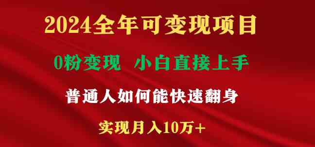 （9045期）2024全年可变现项目，一天收益至少2000+，小白上手快，普通人就要利用互…-佛系网创