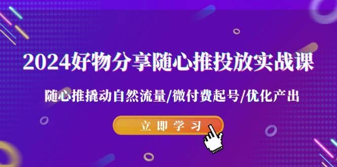 2024好物分享随心推投放实战课 随心推撬动自然流量/微付费起号/优化产出-佛系网创