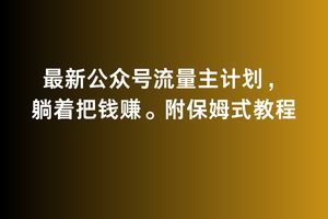 2月最新公众号流量主计划，躺着把钱赚，附保姆式教程【揭秘】-佛系网创