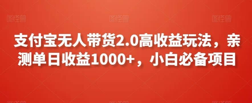 支付宝无人带货2.0高收益玩法，亲测单日收益1000+，小白必备项目【揭秘】-佛系网创