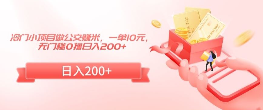 冷门小项目做公交赚米，一单10元，无门槛0撸日入200+【揭秘】-佛系网创
