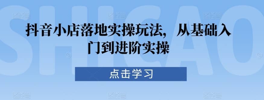 抖音小店落地实操玩法，从基础入门到进阶实操-佛系网创