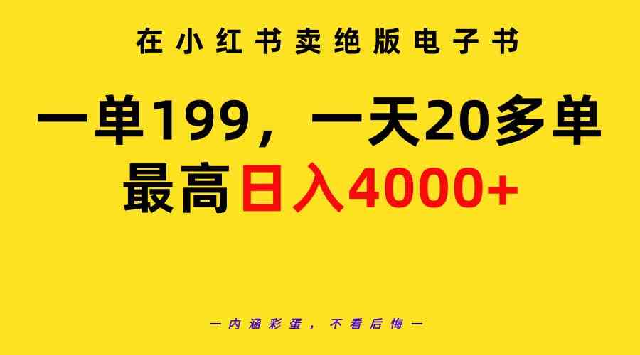 （9401期）在小红书卖绝版电子书，一单199 一天最多搞20多单，最高日入4000+教程+资料-佛系网创