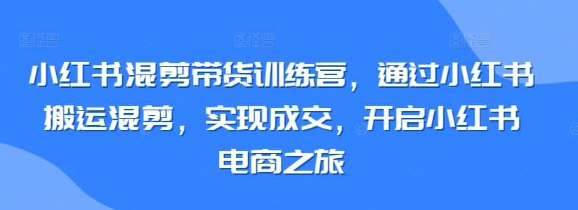 小红书混剪带货训练营，通过小红书搬运混剪，实现成交，开启小红书电商之旅-佛系网创